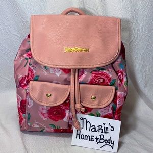 Juicy couture Womans backpack back pack dome bag pink blush floral Roses BNWT